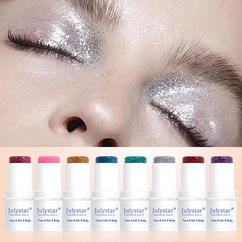 8-color glittering sequins stick multi-function face lip hair sequins glittering eye shadow festival stage makeup decoration cosmetics 240829