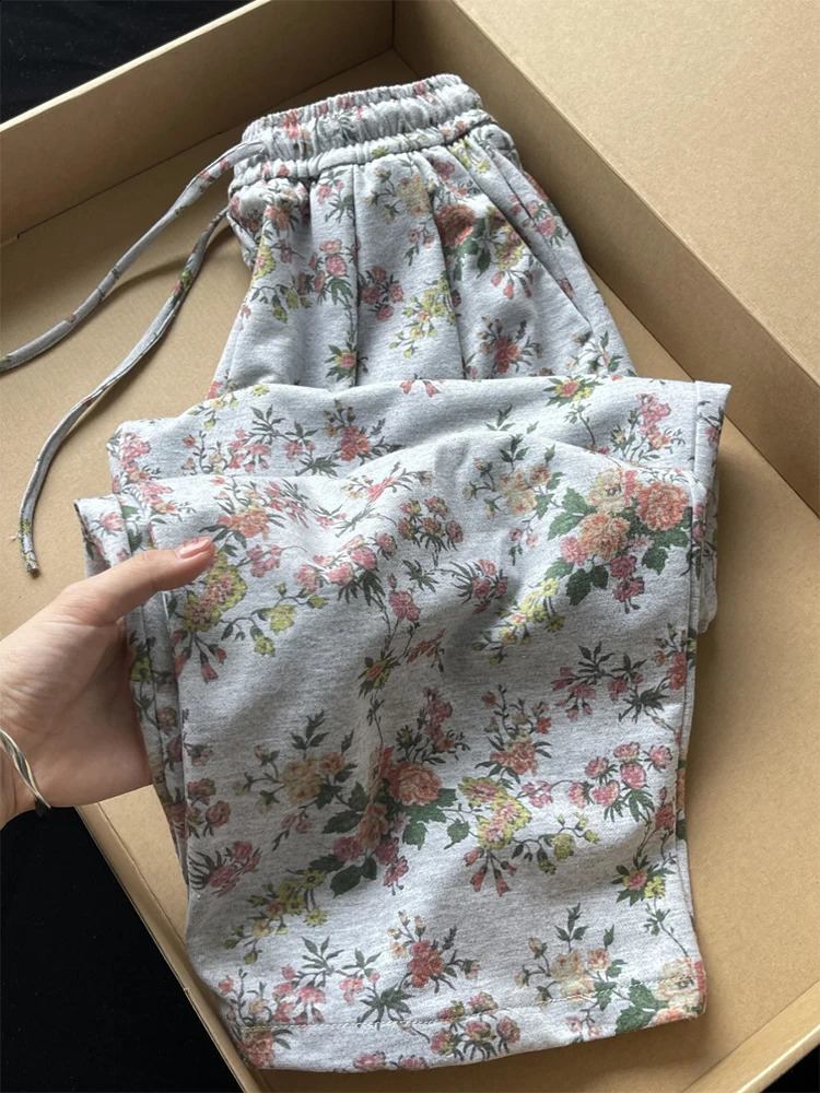 Womens printed bag Y2k street pants 90s fashion jogging sports retro Harajuku high waisted mens clothing 240827