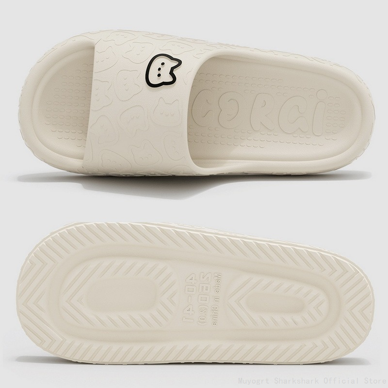 Summer 2024 Women Men Slippers Indoor Bathroom Thick Platform Non-Slip Home Cartoon Cat Flip ps Beach Sandals Ladies Shoes d124