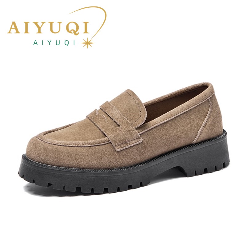 AIYUQI Loafer Shoe Woman British Style College Style Loafer Size Spring Shoes Women Genuine Leather Fashion Shoes Girls