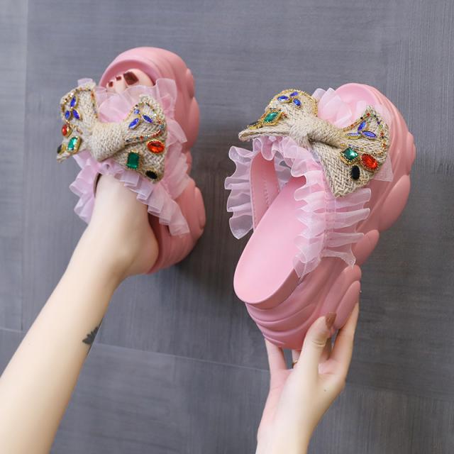 Low Sandals Woman Leather Large Size Low-heeled Big Fabric Rome Slides PU Hoof Heels Rubber Large Size Low Sandals Woman Leather