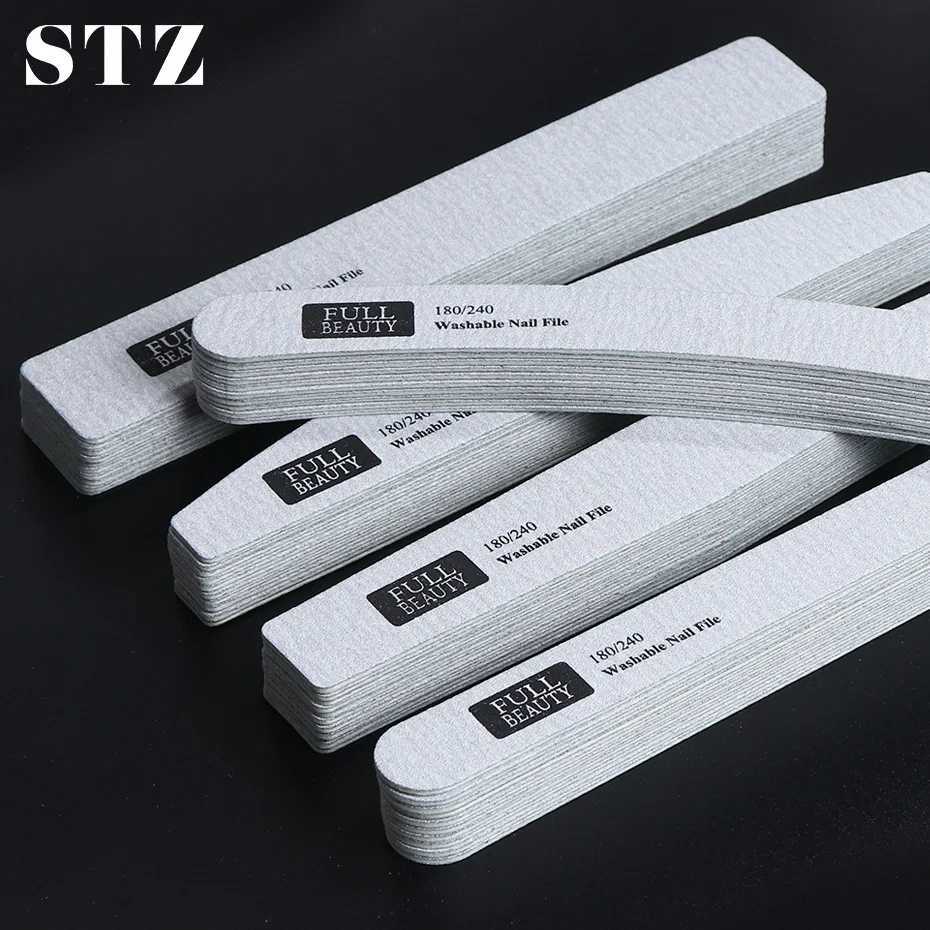 10 pieces/set professional nail files 180/240 grit wooden sandpaper buffer block sanding washable nail files manual foot therapy #1577 W240829