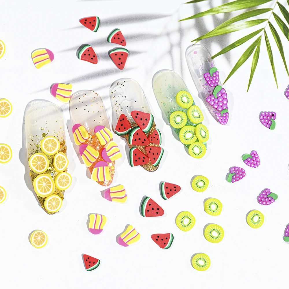 1000pcs Mixed 3D Fruit Slices Nail Charm Polymer Clay DIY Design Slices Lemon Nail Decoration Soft Clay Polishing Craft Supplies W240829