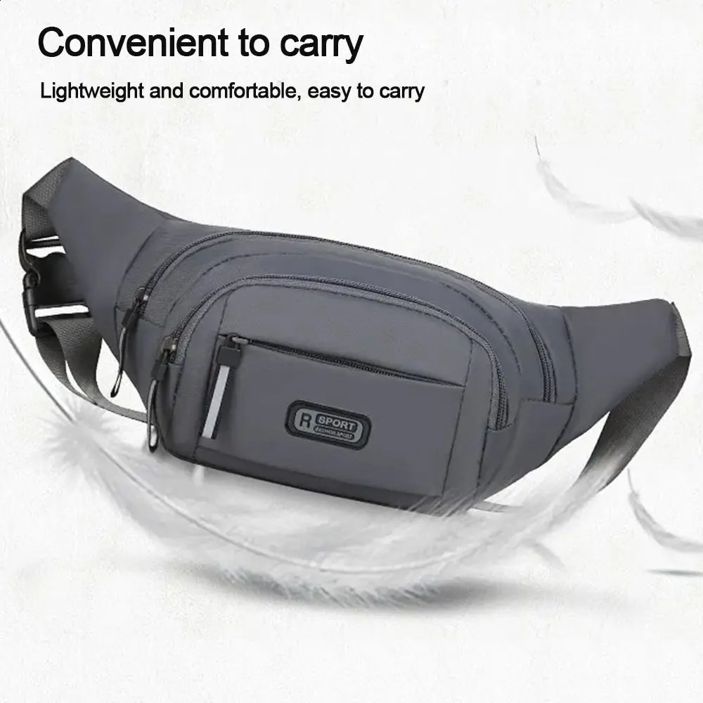 Fashion Largecapacity Men Waist Bag Casual Nylon Antitheft Chest Outdoor Travel Waterproof Sports Mobile Phone 240830
