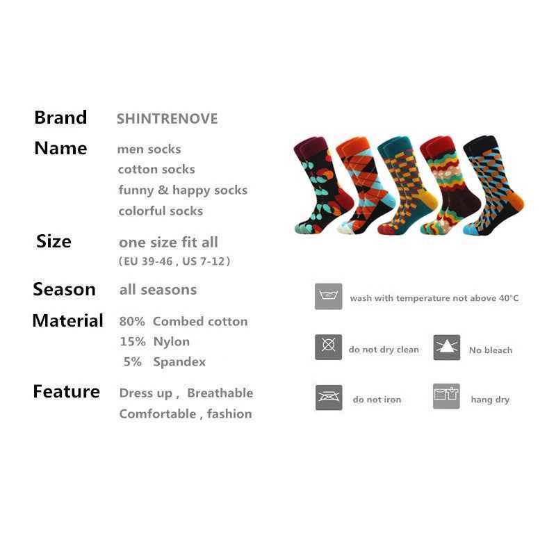 Men's Socks 5 Pairs/Lot Mens Socks High Quality Soft Breathable Cotton Socks Business Casual Happy Funny Fashion Clothing Socks Y2408301IFS