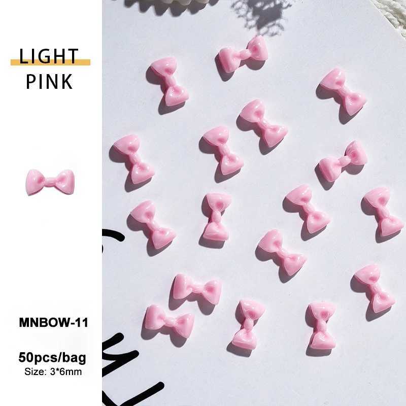 50 pieces/bag Kawaii mini ribbon bow nail decoration cute Macaron bow design nail charm professional handmade accessories W240829