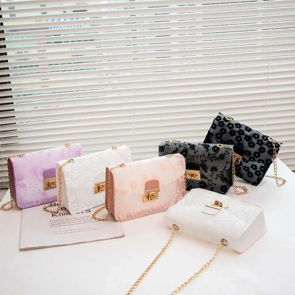 Fashionable PVC lace shoulder chain New casual small square high-quality mini horizontal bag 240830