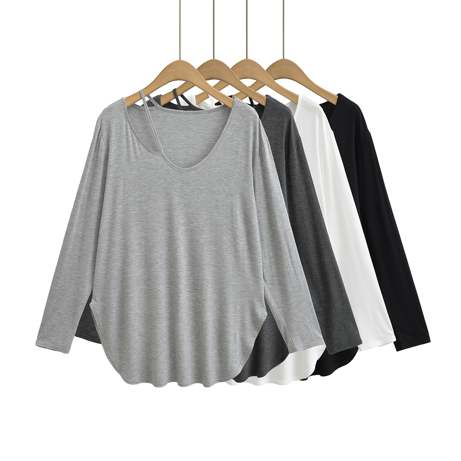Wholesale New Product Women's V-neck Plus Size Tops Loose Long Sleeve T-Shirt Casual Dress Tee