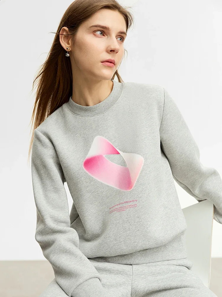 AMII Minimalist Printed Wool Hoodie Womens Winter Warm Coat Lazy Casual Loose Street Clothing Top Fashion Work Clothes 12344133 240827