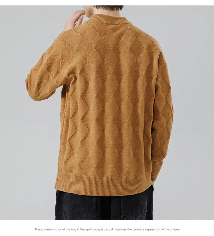 Mens Preparatory Style Autumn Winter Sweater Mens Trend Casual Loose Cotton Knitted High Quality Cotton Warm Sweater 4XL 240829