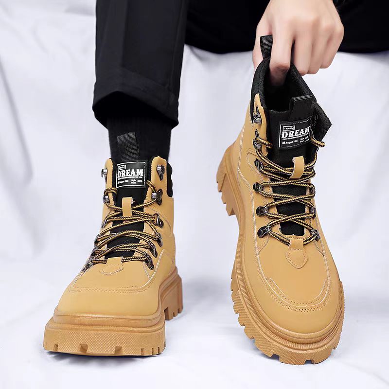 Men's autumn high top British style outdoor versatile sports hiking wear-resistant work boots