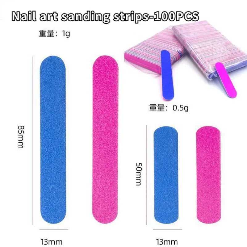 8.5cm/5cm 100 pieces double-sided nail art sanding strip wooden nail file sanding strip nail art tool W240829