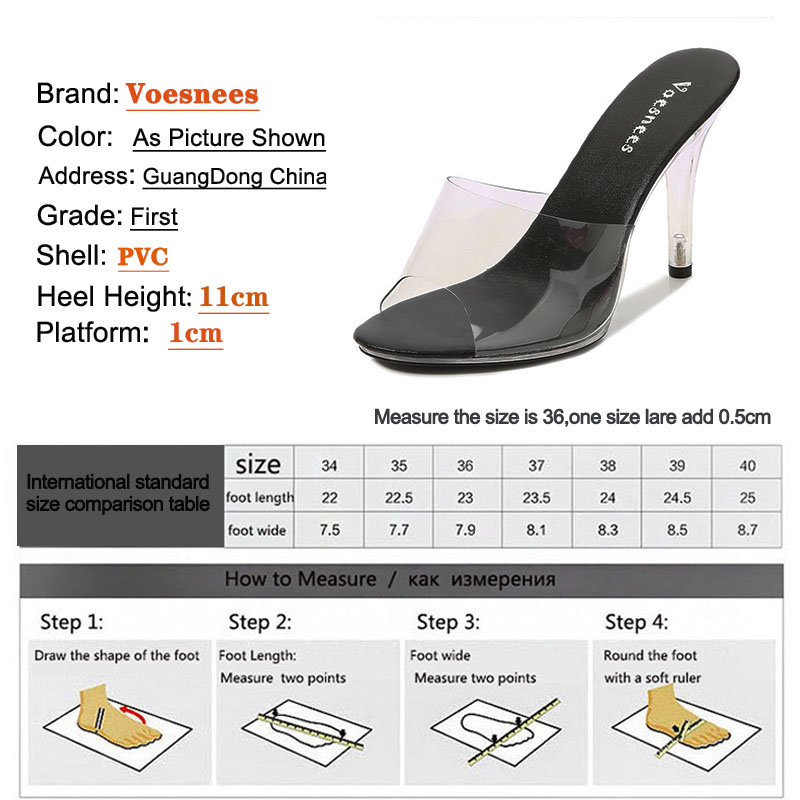 Fashion Transparent PVC Crystal Shoes 11CM Super High Heel Sandals Non-slip Platform Fish Mouth Women's Party Shoes Size 43