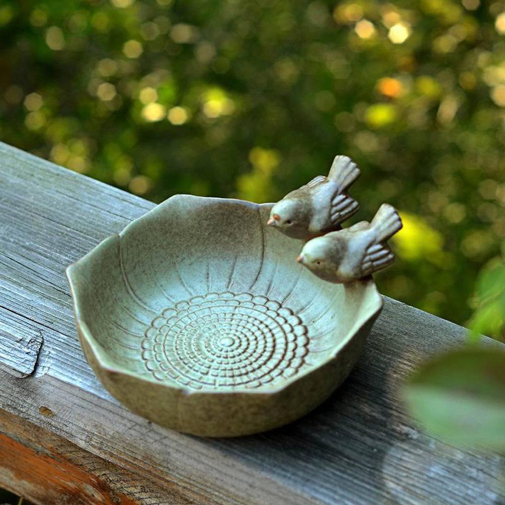 Ceramic Birdbath Bowl Bird Feeder Food Holder Container Bird Feeding Tray For Outdoor Garden Courtyard Decoration