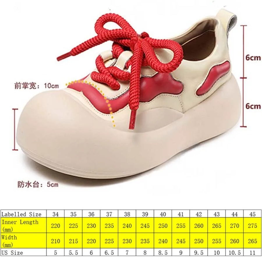 Women's Chunky Genuine Leather Loafers Flats Vulcanized Platform Sneakers 4