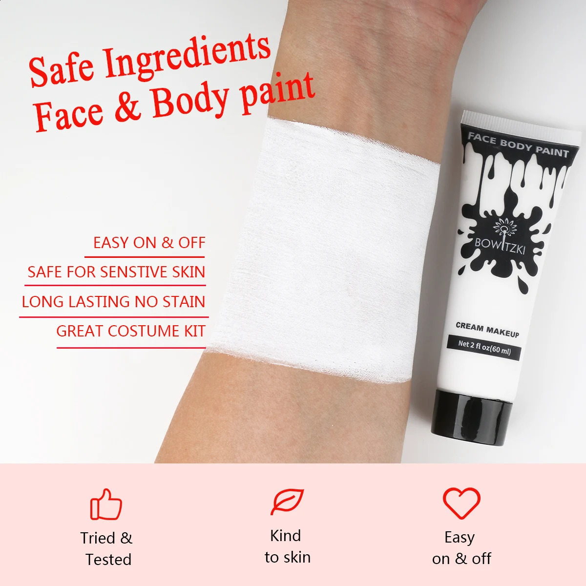 Bowitzki and body painting 2oz cream makeup 60ml water-based painting special effects for adults and children Halloween 240829