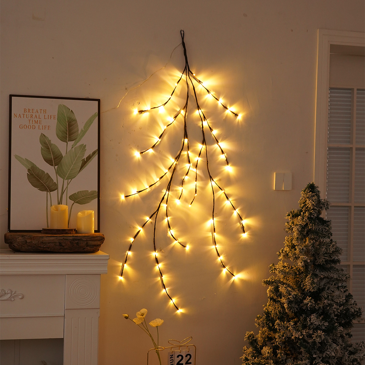LED lights branch and rattan lights living room and bedroom decorations colorful light strings festive wedding decorations branch lights