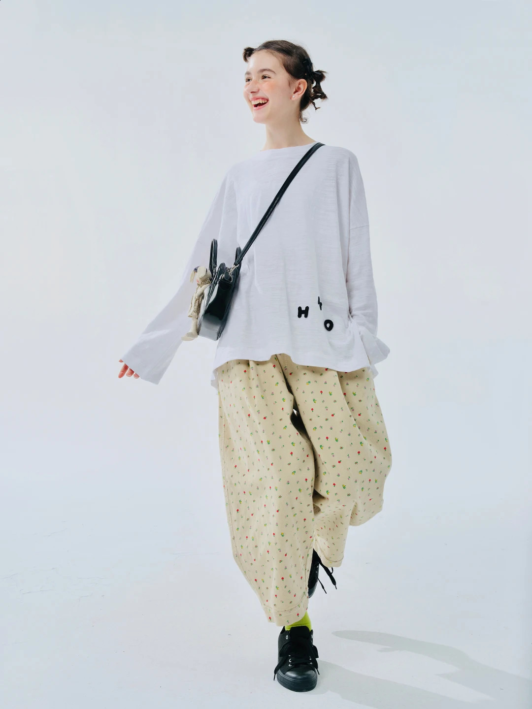 Imakokoni Spring Cotton Printed Cowboy Karot Womens Wide Leg Pants 244504 240827