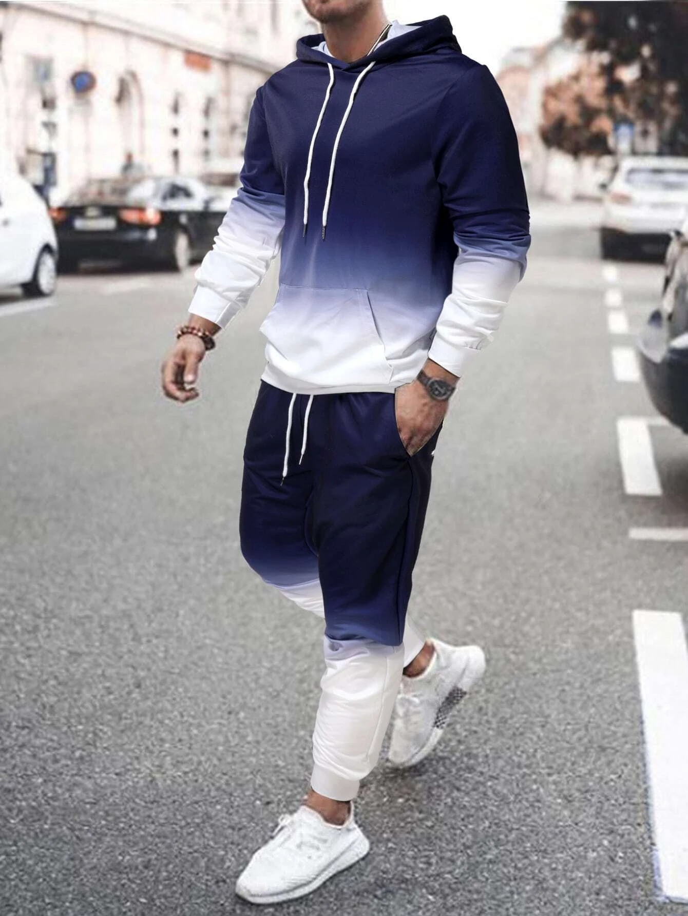 NIBESSER Casual Streetwear Men Set Fashion 3D Print Pleated Sweatshirt Pants Suit Autumn Plus Size Jacket Trousers Tracksuit 3XL