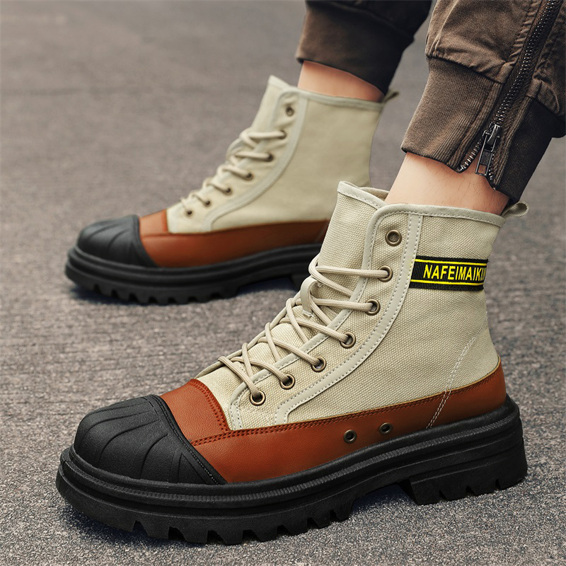 Men CYYTL Boots Canvas Shoes Winter Casual Designer Ankle Platform Motorcycle Tactical Cowboy Combat Work Safety 3033