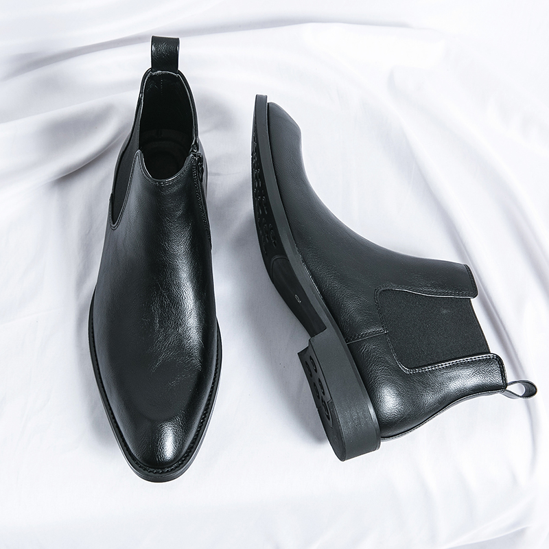 British Style Chelsea Boots for Men Casual Slip on Ankel Boots Business Dress Leisure Walk Shoes Split Leather Male Basic Boots