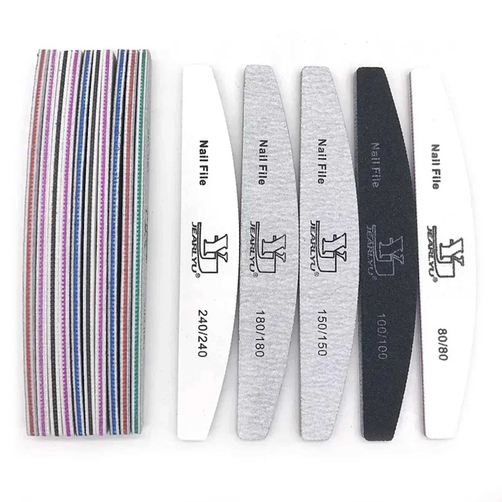 1 Nagelvijl 80 100 150 180 240 Gravel Nail File Moon Style Nail Polishing File Set Lime A Ongles Professional Nail File W240829