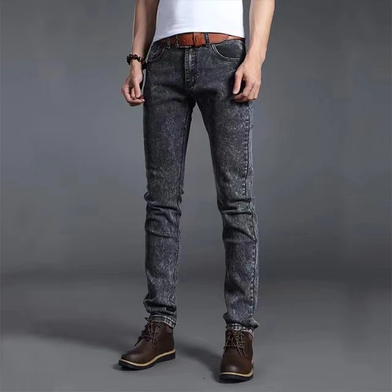 Fashion Black Blue Denim Jeans Men Slim Fit Pants Cotton Stretch Trousers Classic Daily Pencil 240826Z