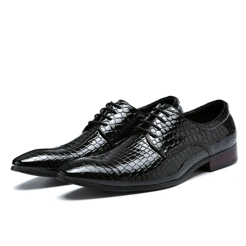 Grain Mens Dress Shoes Slip-On Oxfords Leather Shoes Pointed Toe Formal Business Shoes Plus Size Casual Flats K260328