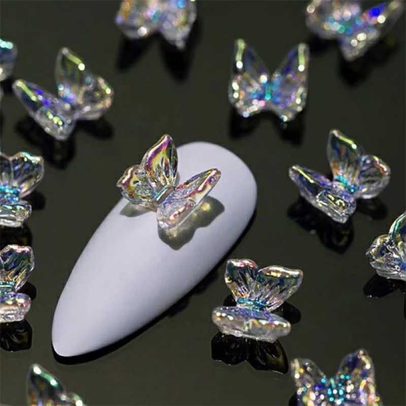 Aurora Glitter 3D Colorful Bow Nail Charm Accessories Jewelry DIY Resin Ergonomic Stickers Nail Decoration Accessories W240829