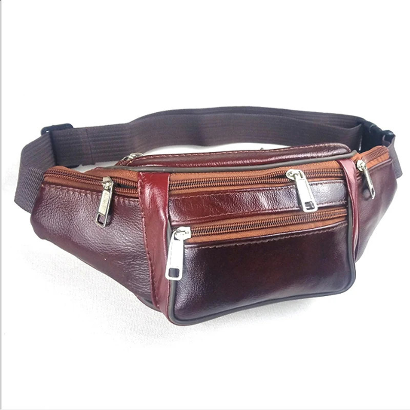 Leather Waist Bag men Pack Funny Belt Men Chain For Phone Pouch DROP 240830