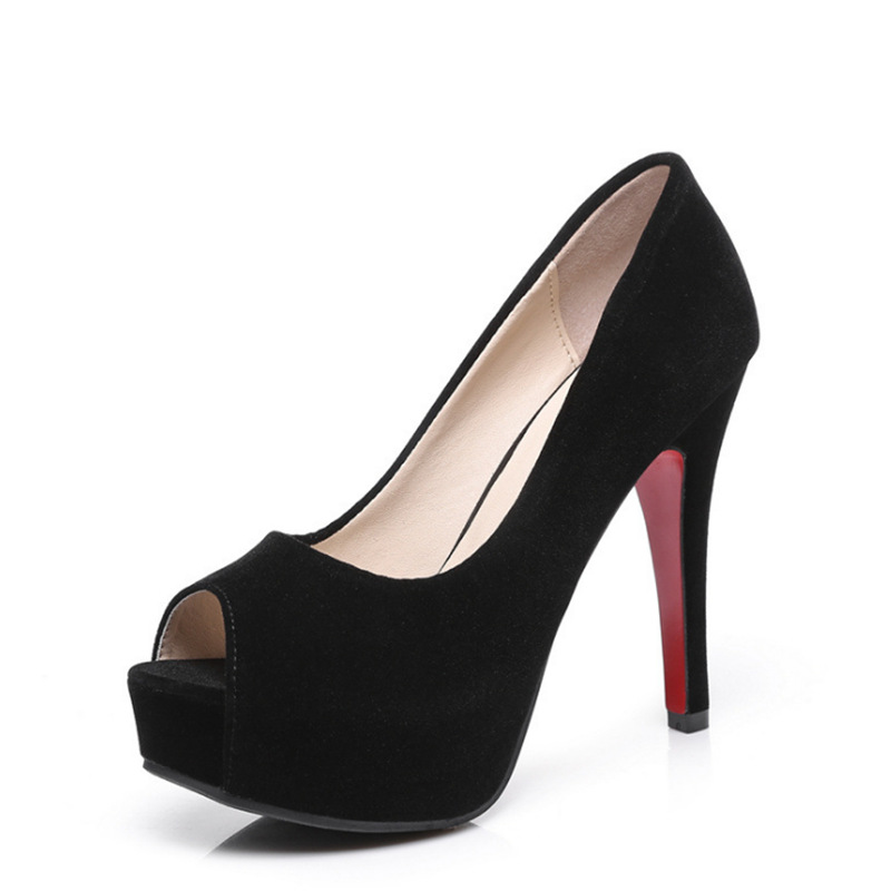 Women's Heeled Pumps Stiletto Slip-On Peep Toe ck 12CM Thin Heels Platform Classics Office Career Women Dress Shoes