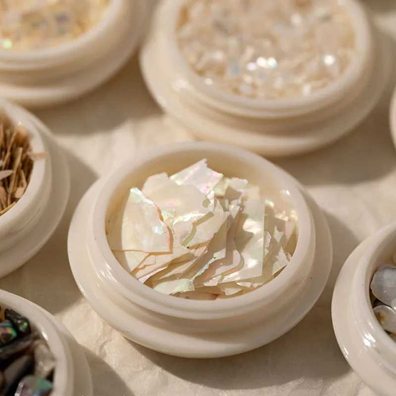 1 box of natural shell nail decoration sheet nail accessories non artistic painting chrome stone chameleon sheet nail drill 3D W240829