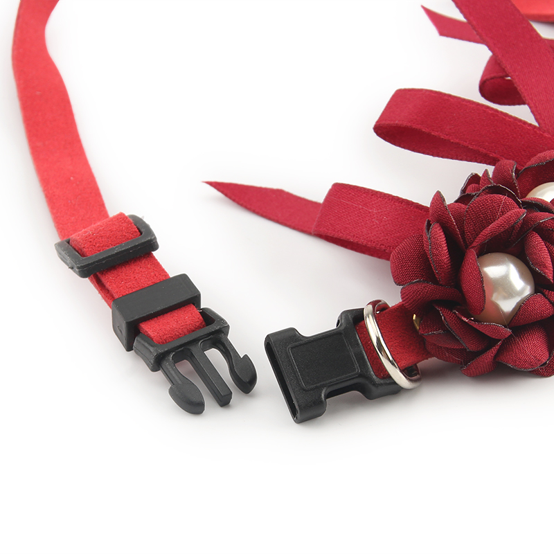 Pet Collar with Pearl Flower Decoration Adjustable Cat Collar for Wedding Party Pet Accessories Product for Kitten and Puppies