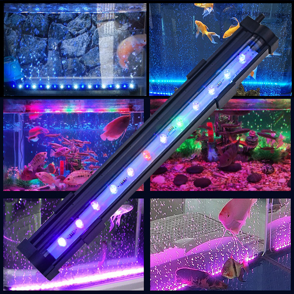 Slow Flash Fish Tank Decor Lighting Lamp Colorful 100-240V Waterproof Aquarium Light Strip LED Bubble Light Suction Cup EU Plug