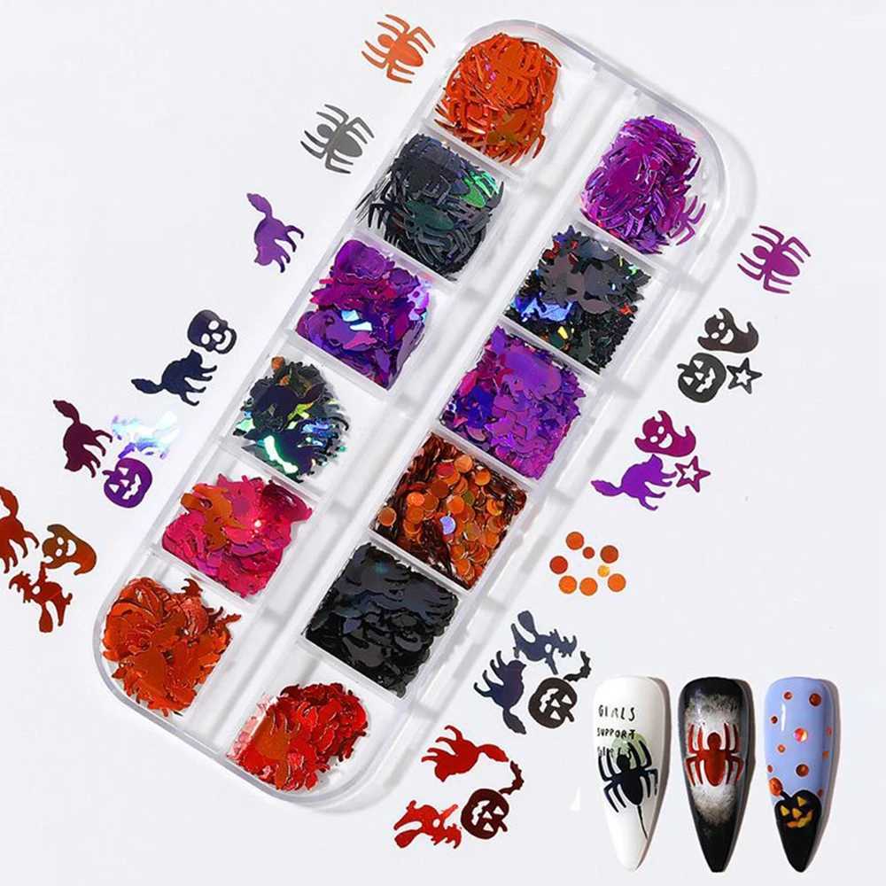 Halloween Nail Art Facial Body Rhinestone Decoration Jewelry Sparkling Christmas Ghost Skeleton Design Sparkling Club Party Beauty W240829