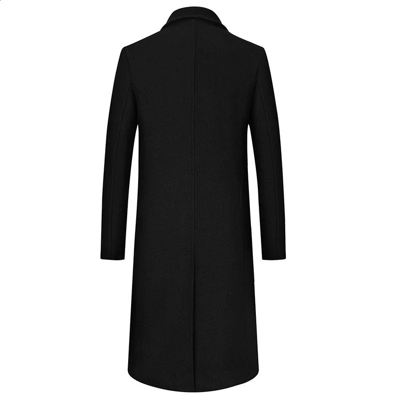 Mens autumn and winter X long wool jacket mens business and leisure ultra-thin solid wool windproof jacket high-quality thick warm trench jacket 24082