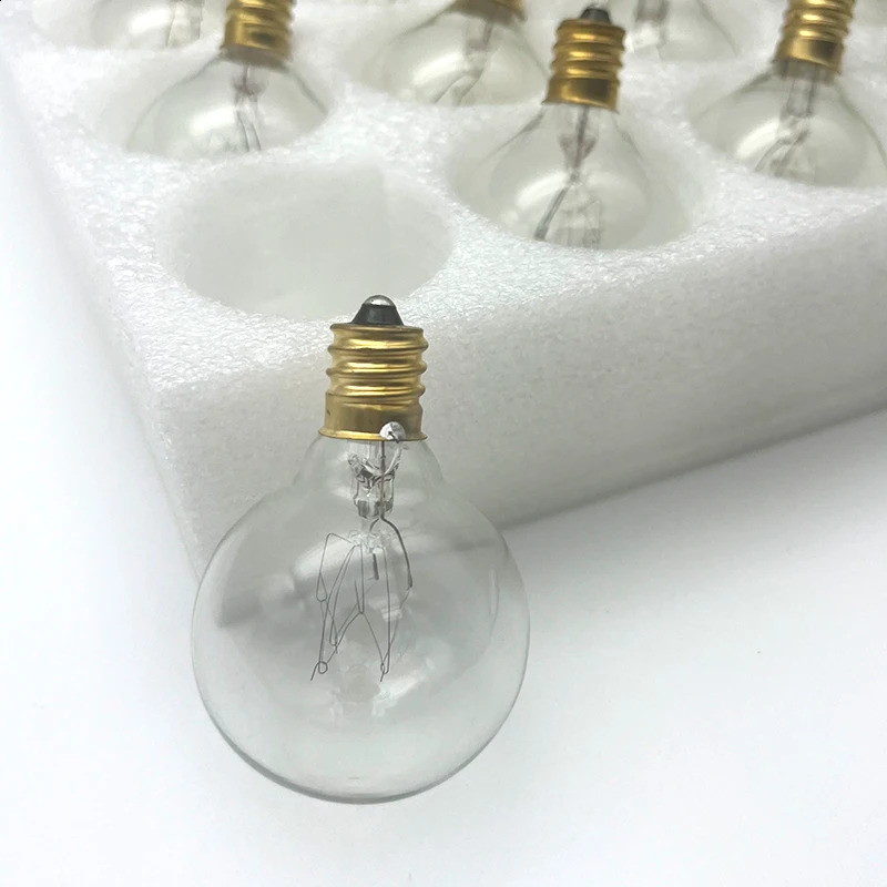 25Pcs string light bulb replacement 220V tungsten bulb E12 base socket bracket glass bulb for home garden decoration wedding 240829