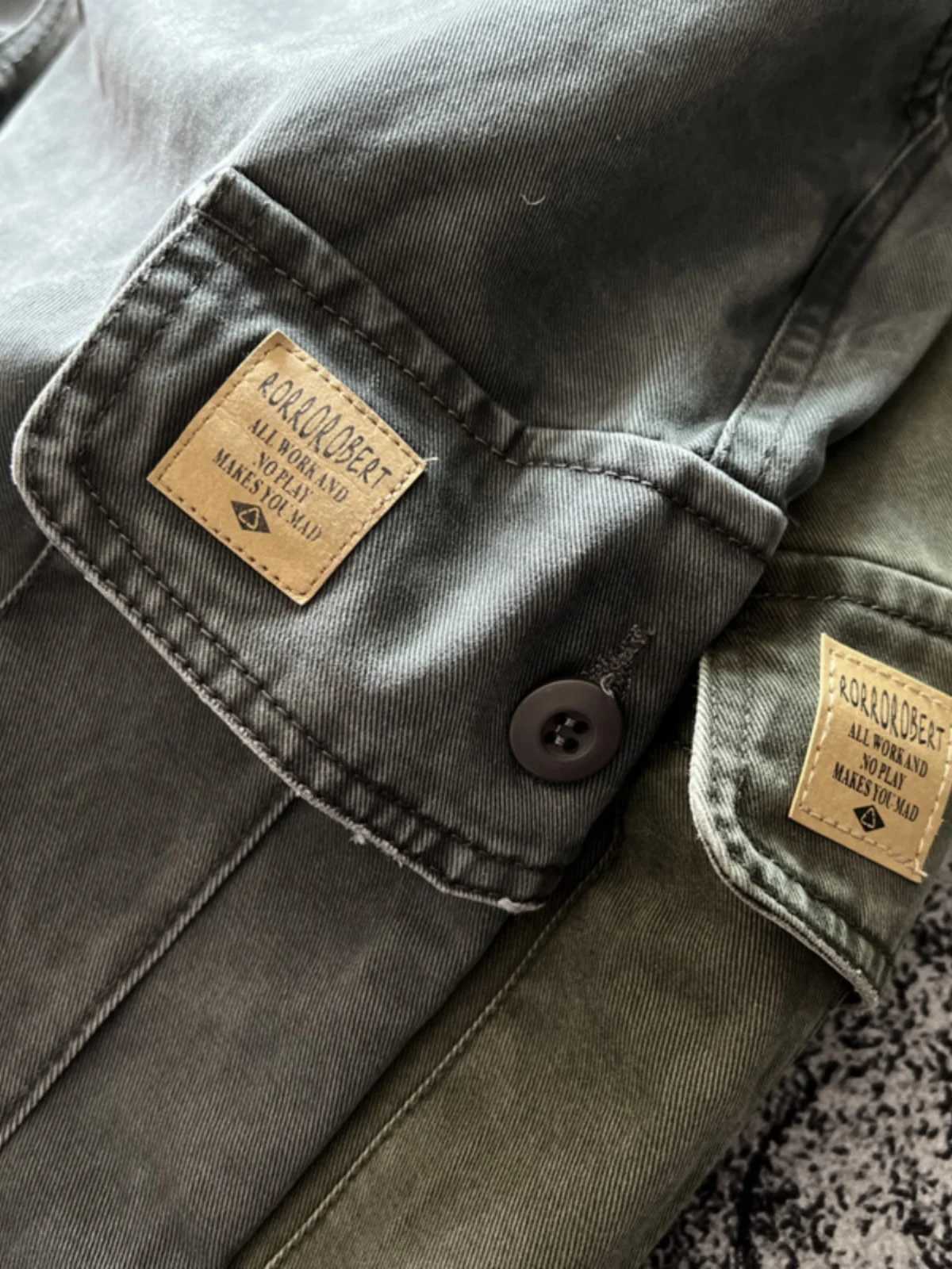 Amekaji Heavyweight 100% cotton multi pocket solid workwear pants American retro loose straight casual mens cargo handcart W240829