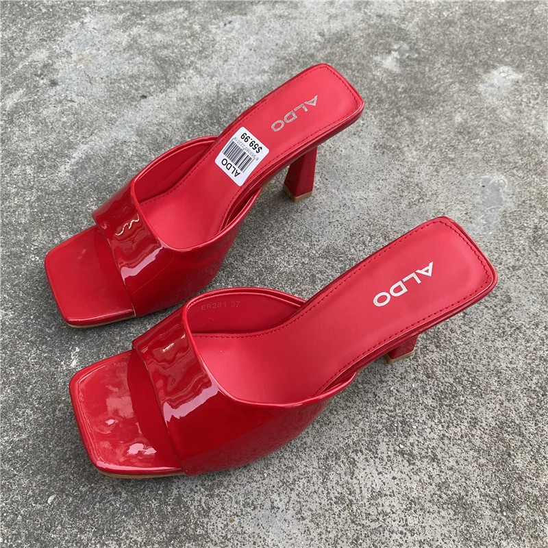 New Shoes European and American Fashion Square Head Thin High Heel Sexy Slippers Women atos De Mujer 2025
