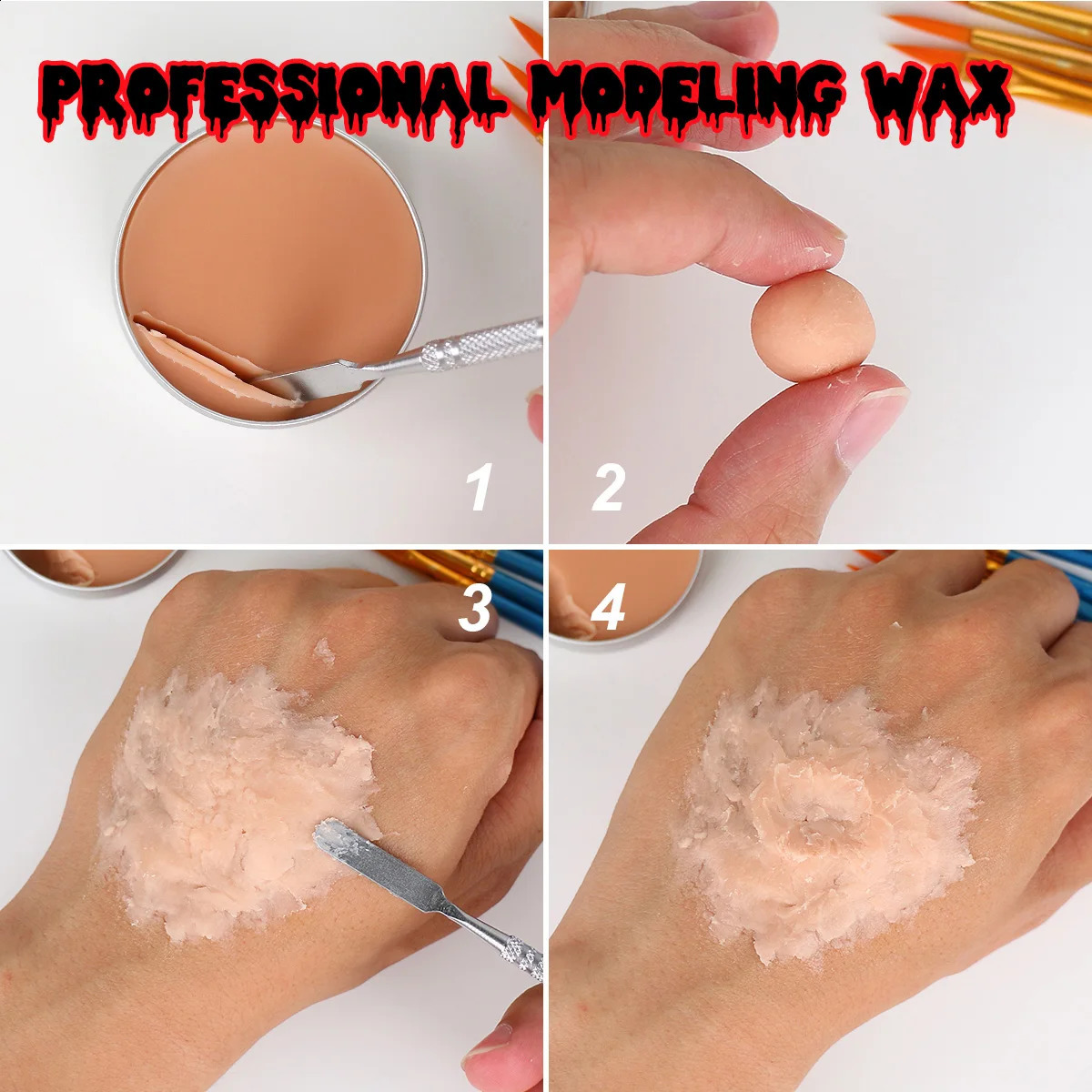 Bowitzki Halloween Makeup Special Effects Oil Body Painting Fake Blood Scar Wax Coating Sponge Brushing Ash Powder 240829