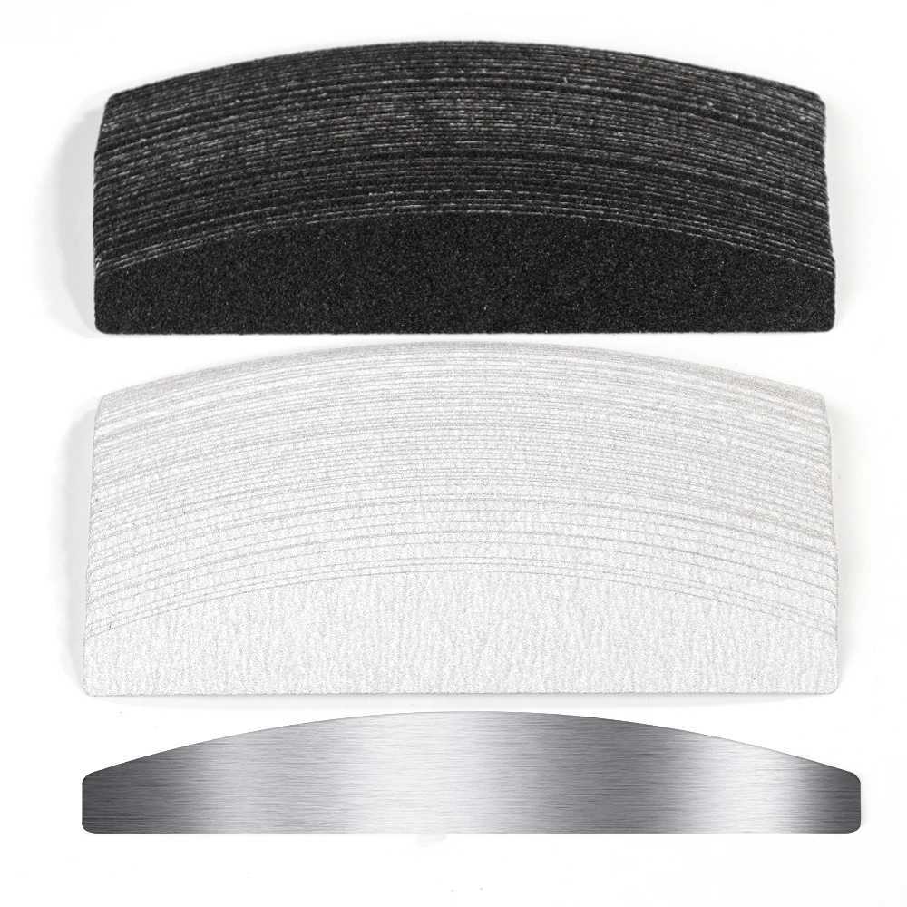 10 reusable nail art file pads 100/180/240 replace sandpaper with durable metal handles gray/black handmade nail tools W240829