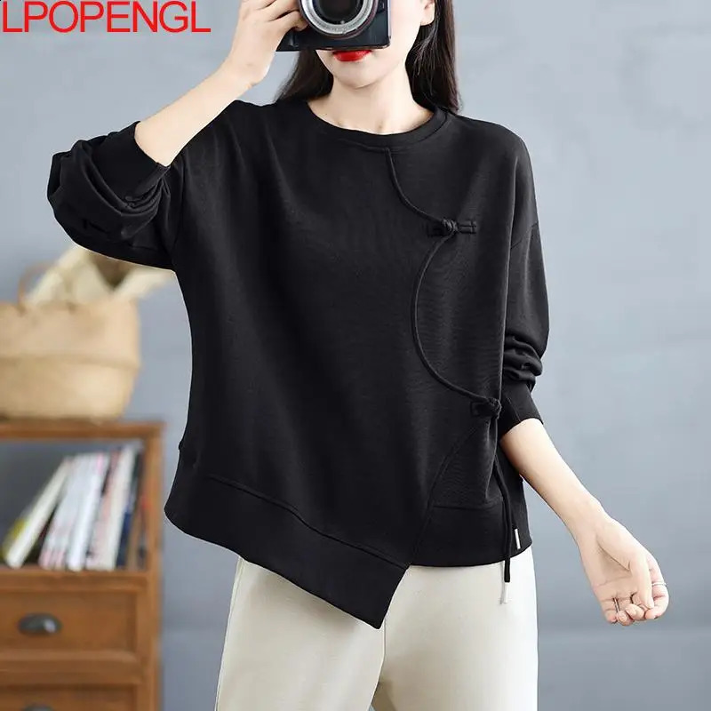 Simple splicing long sleeved round neck womens sports shirt top autumn Korean fashion stress relieving 240827