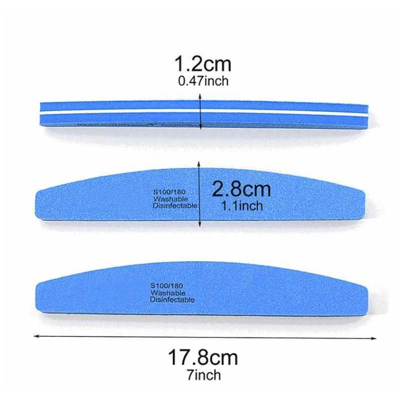10 pieces/batch Half Moon Double sided Nail File Buffer Solution 100/180 Polishing Grinding Manual Nail Clipper Tool W240829