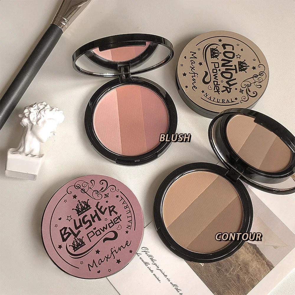 Matte outline pink rose pink bronze color palette long-lasting natural shadow powder contour waterproof 3-color cosmetics 240829