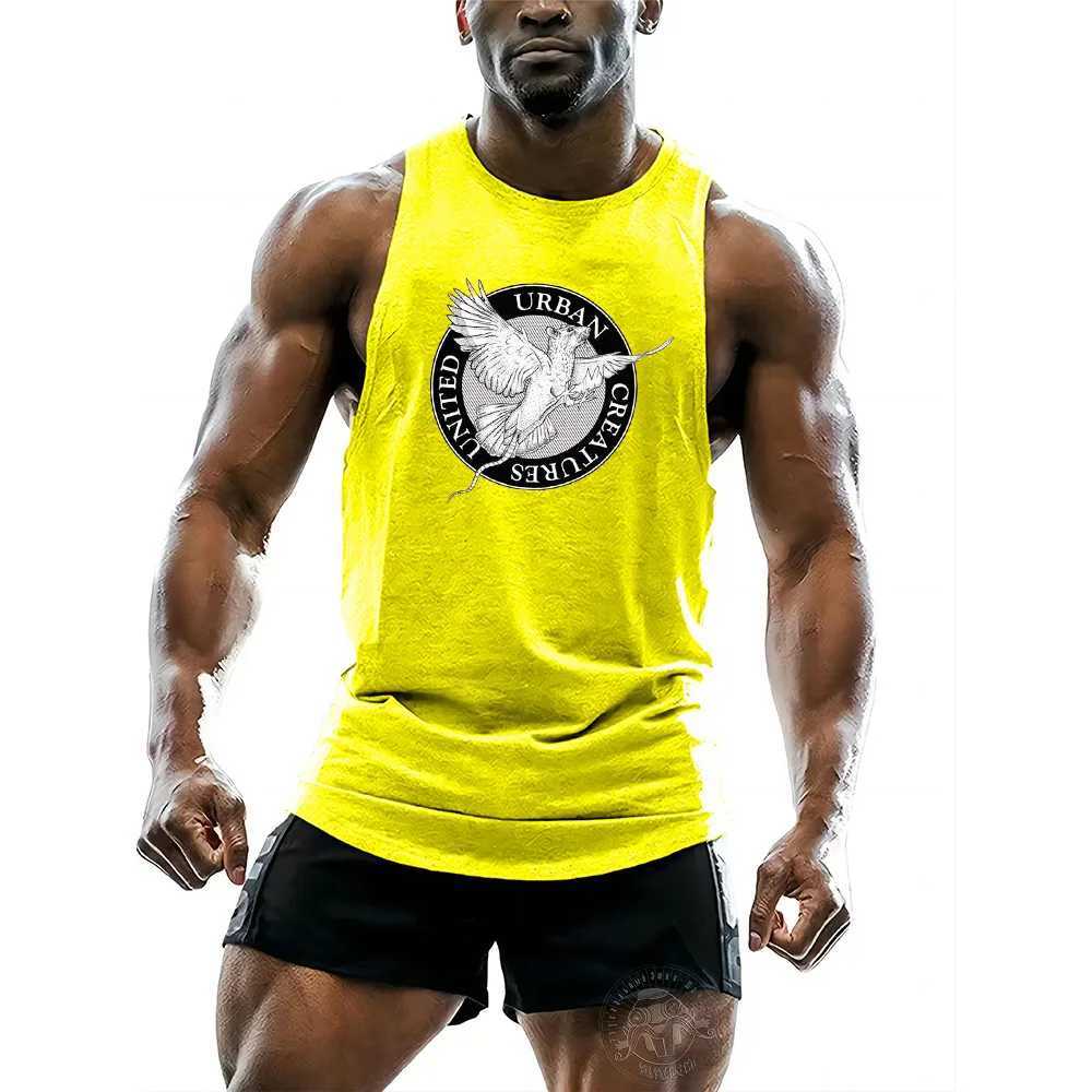 Mens summer quick drying running vest sleeveless muscle gym exercise fitness training sports training plus size T-shirt vestW240718