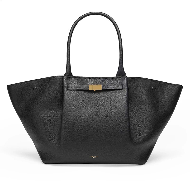 Solid color highend leather large capacity shopping bag fashionable womens handbag ious niche n shoulder 240830