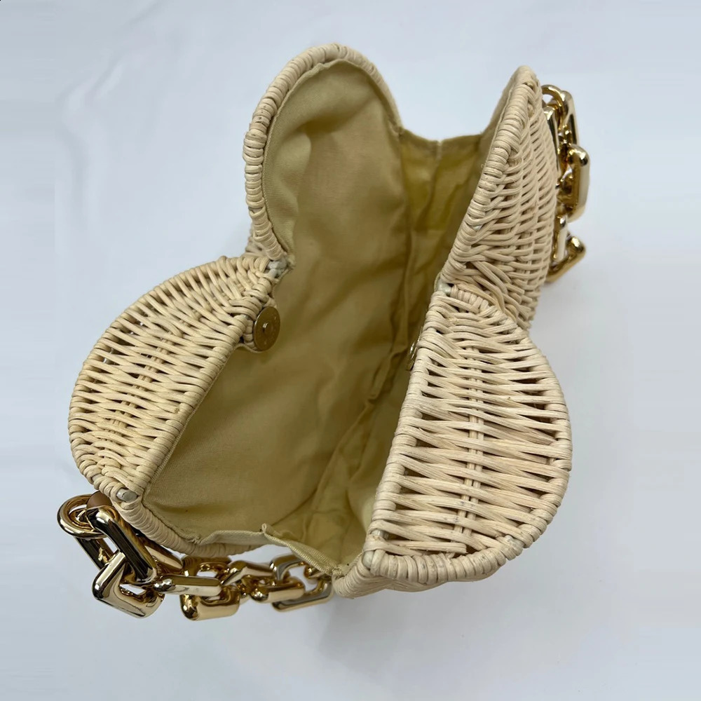 y Conch Rattan Handbag Bohemian Shell Straw Bag Womens Thick Chain Shoulder Willow ner 240830