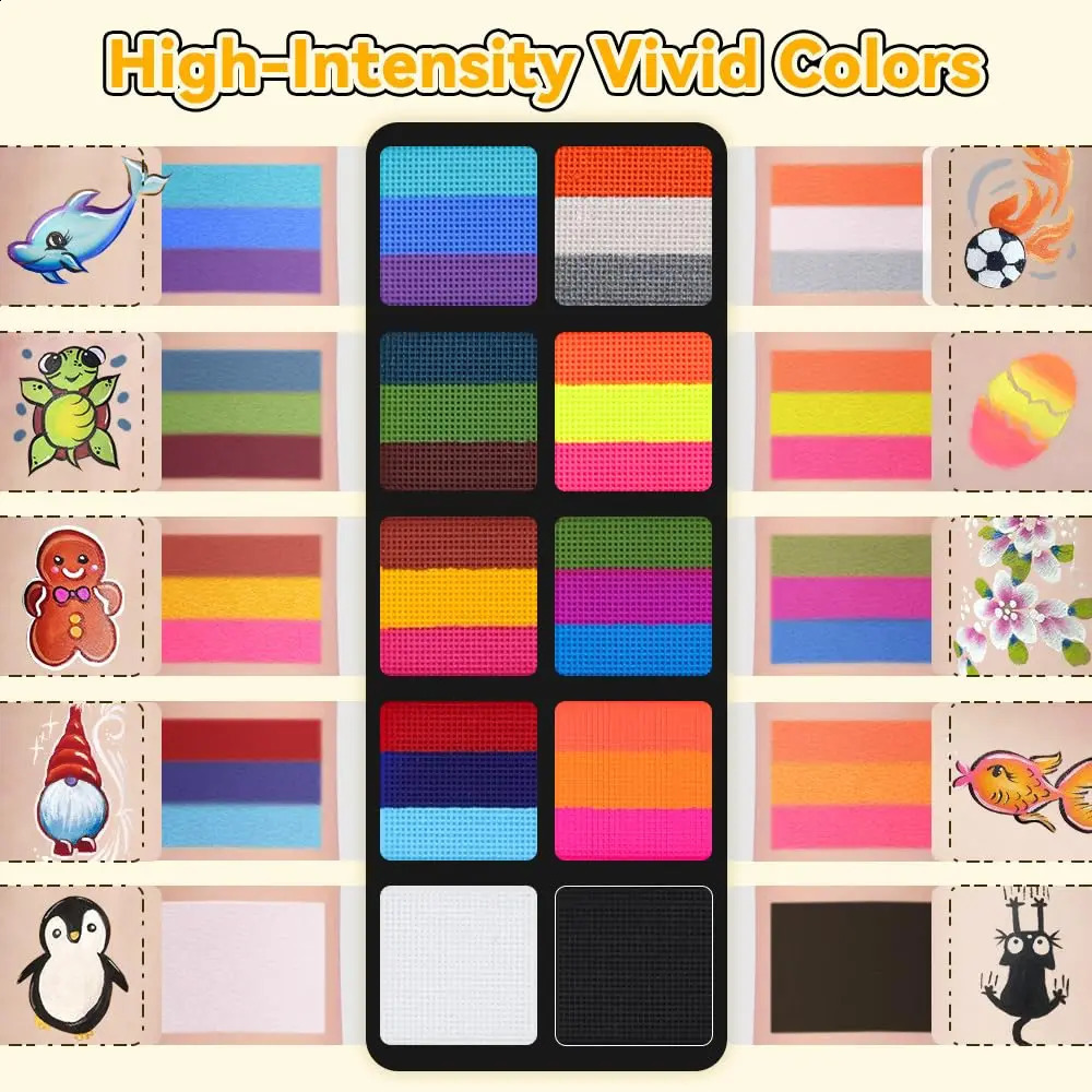 Children and adults body and painting kit 10 color makeup palettes with brushes Halloween carnival artist role-playing art party 240829
