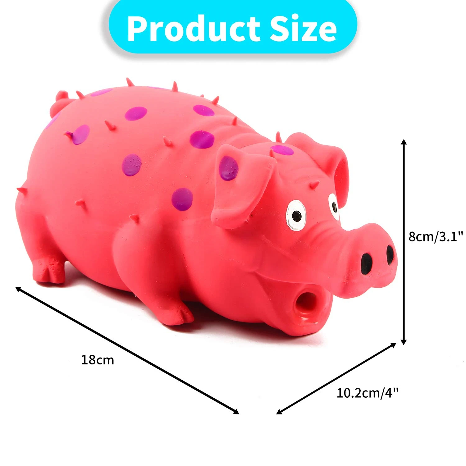 Colorful Latex Pig-shaped Pets Toys Built-in Whistle Cute Pig Grunting Soft Bite-resistant Chewing Squeak Teeth Cleaning Tool