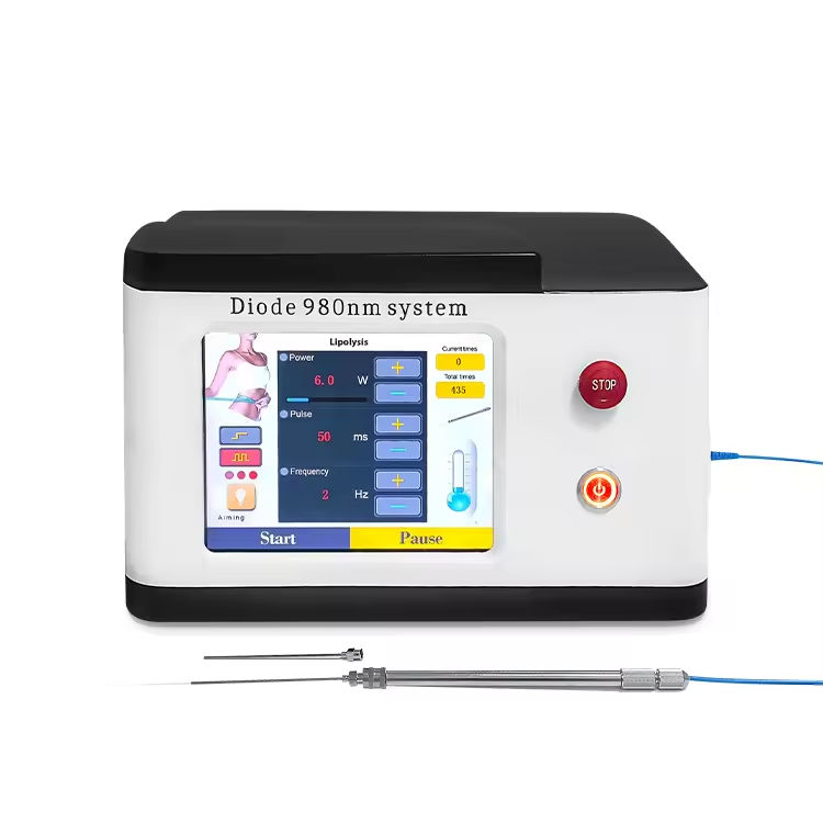 Top Notched 980nm Diode Laser Lipolysis Device for Weight Loss Body Slimming 980 1470 Optic-fiber Coupling Skin Tightening Face Line Sculpting Machine